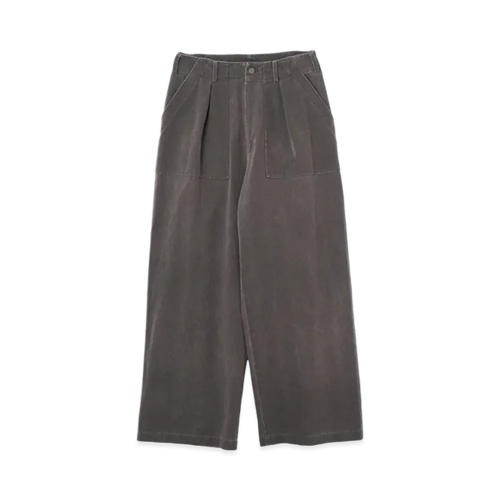 YOKE Pigment Coating Chino Cloth Cotton 1Tuck Wide-Leg Pants "Dusty Pink"