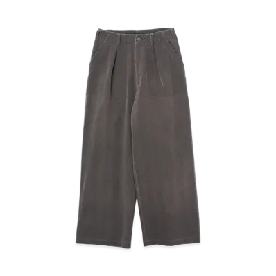 YOKE Pigment Coating Chino Cloth Cotton 1Tuck Wide-Leg Pants "Dusty Pink"