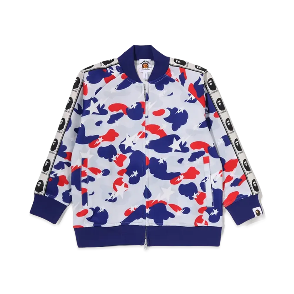 A BATHING APE Kids Sta Strike Camo Tape Track Jacket "White"