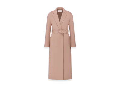 Dior Women's Double Sided Wool and Angora Blend Felt Coat with Belt "Pink"