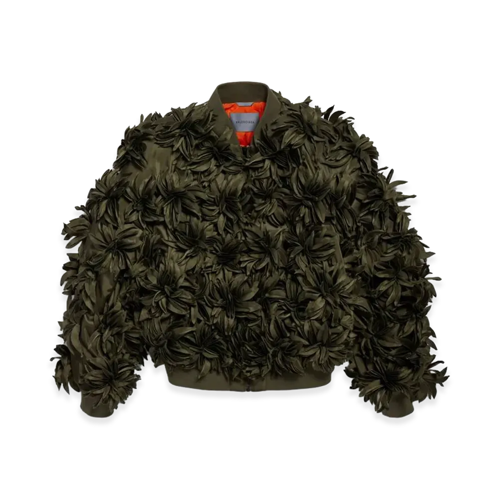 BALENCIAGA Women's Flower Cocoon Bomber "Khaki"