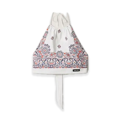 MIU MIU Printed Poplin Halter Top "White/Navy"