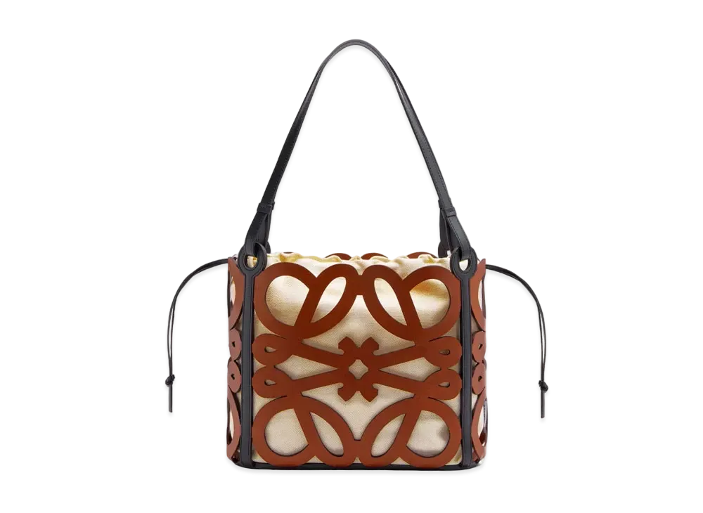 LOEWE Small Anagram Cut-Out Tote In Calfskin "Tan"