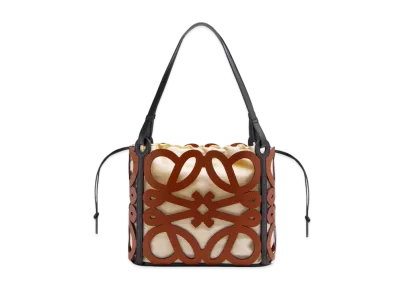 LOEWE Small Anagram Cut-Out Tote In Calfskin "Tan"