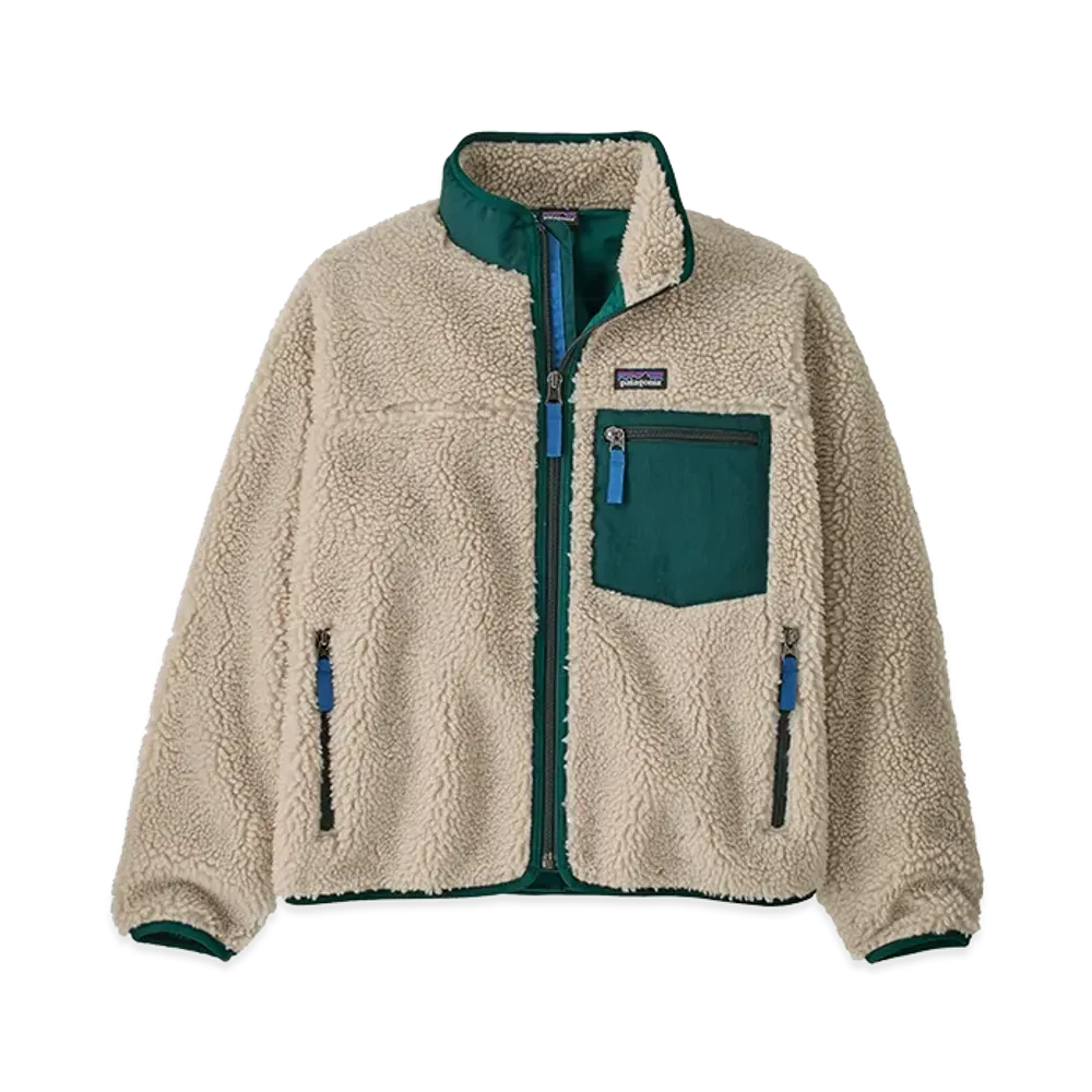Patagonia Kids Retro-X Jacket "Natural w/Cascade Green"