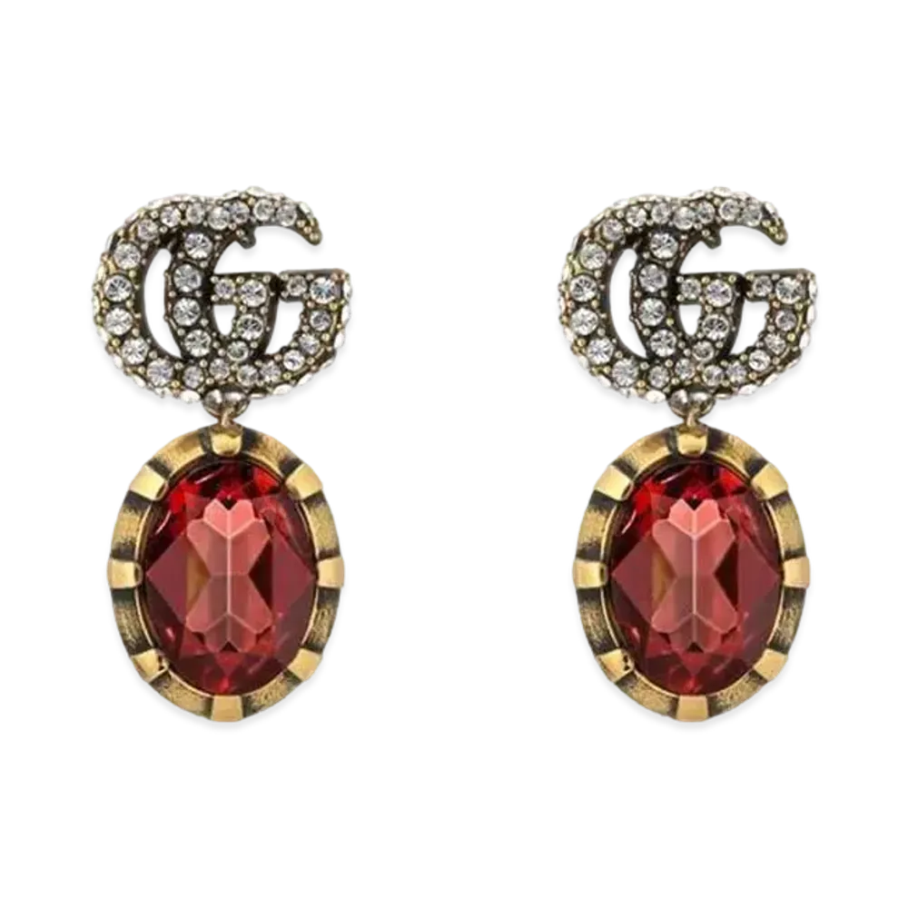 GUCCI Double G Earrings With Crystals "Rose"