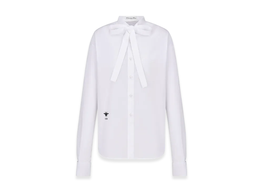 Dior Women's Cotton Poplin Ascot Blouse "White"