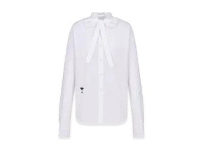 Dior Women's Cotton Poplin Ascot Blouse "White"