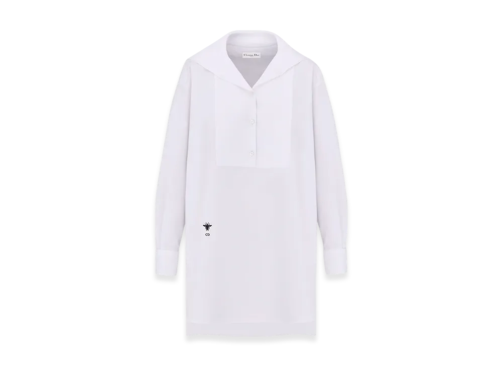 Dior Women's Blouse with Sailor Collar Cotton Poplin "White"