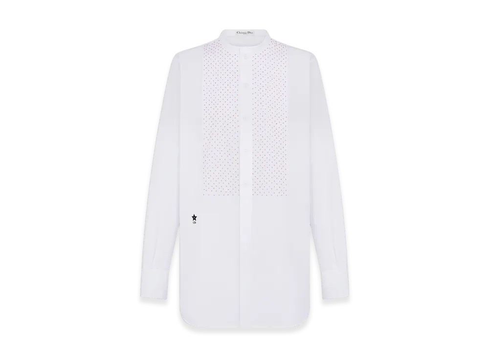 Dior Women's Cotton Poplin Embroidered with Beads Dioriviera Long Blouse "White"