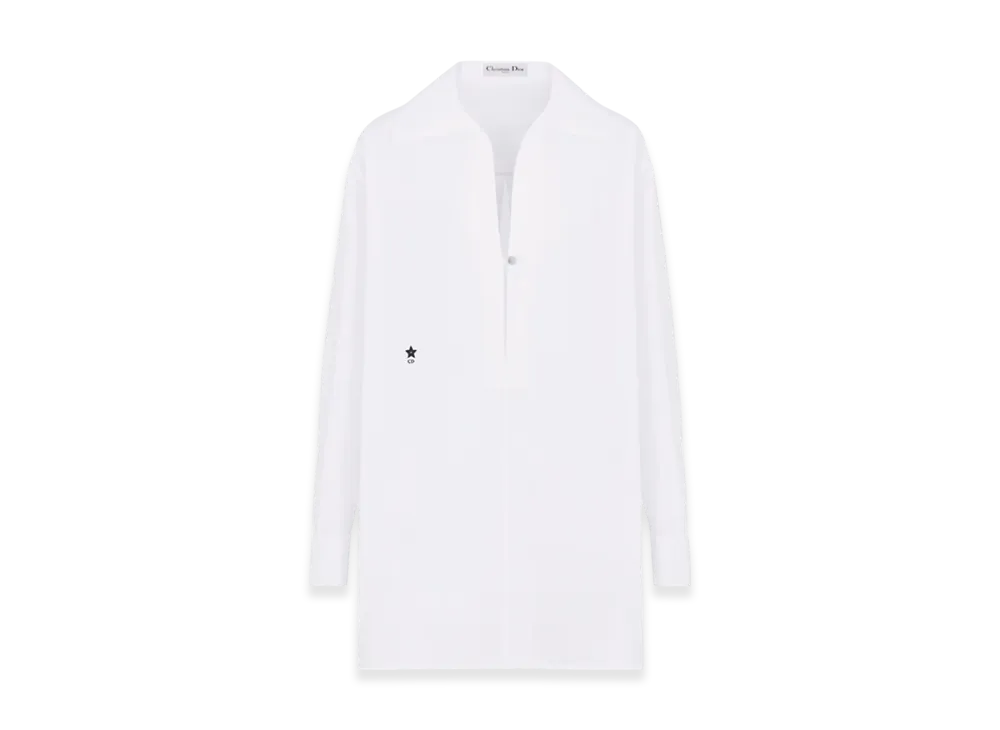 Dior Women's Long Blouse Cotton Poplin "White"