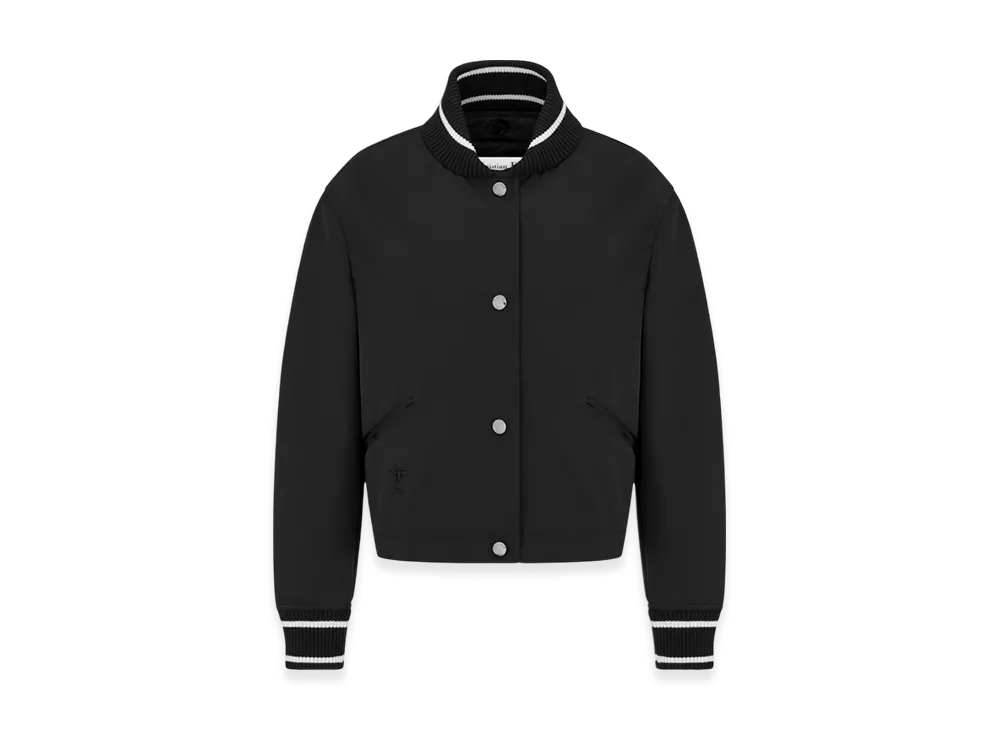 Dior Women's Wool and Silk Radzimir Bomber Jacket with Removable Macrocannage Vest "Black"