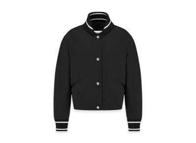 Dior Women's Wool and Silk Radzimir Bomber Jacket with Removable Macrocannage Vest "Black"