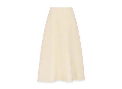 Dior Women's Wool and Silk Flared Mid Length Skirt "Ecru"