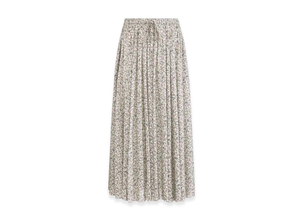 Dior Women's Cotton Muslin with Libellule Camouflage Motif Flared Mid Length Skirt "White"