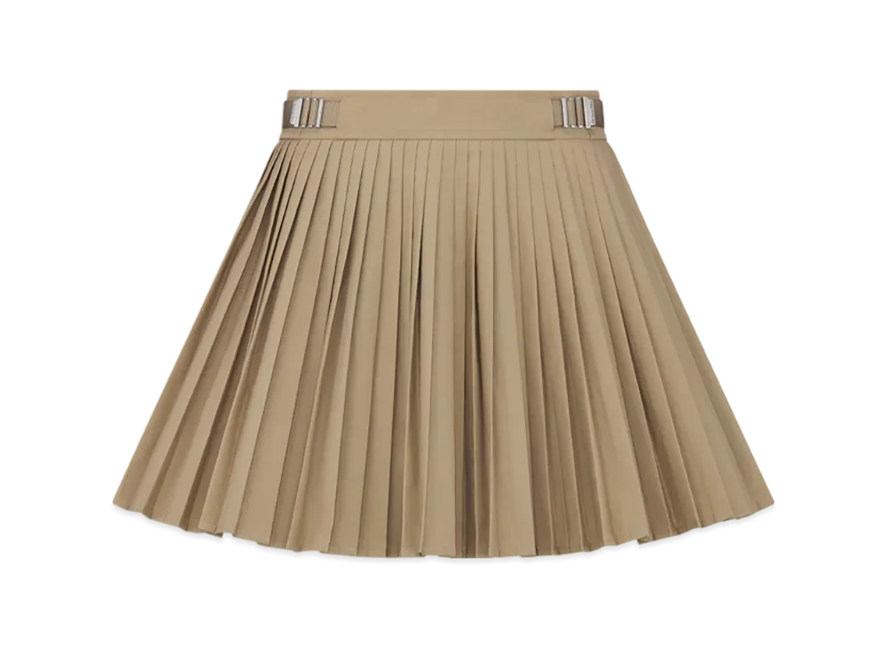 Dior Women's Cotton Gabardine Pleated Mini Skirt "Beige"