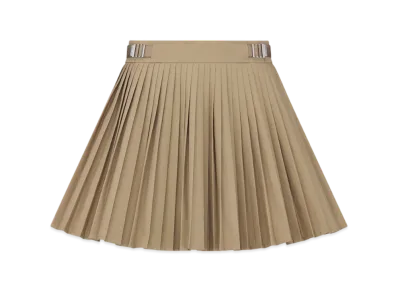 Dior Women's Cotton Gabardine Pleated Mini Skirt "Beige"