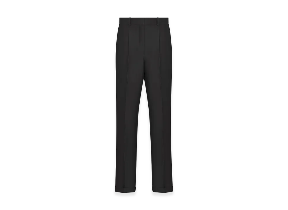 Dior Women's Wool and Silk Shantung Fitted Pants "Black"