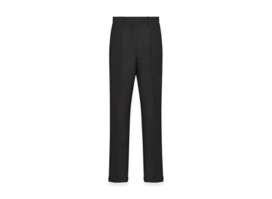 Dior Women's Wool and Silk Shantung Fitted Pants "Black"