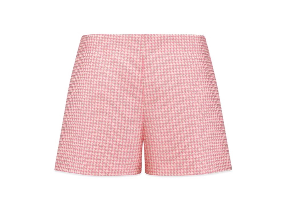 Dior Women's Micro Houndstooth Technical Cotton Jacquard Dioriviera Shorts "White/Candy Pink"