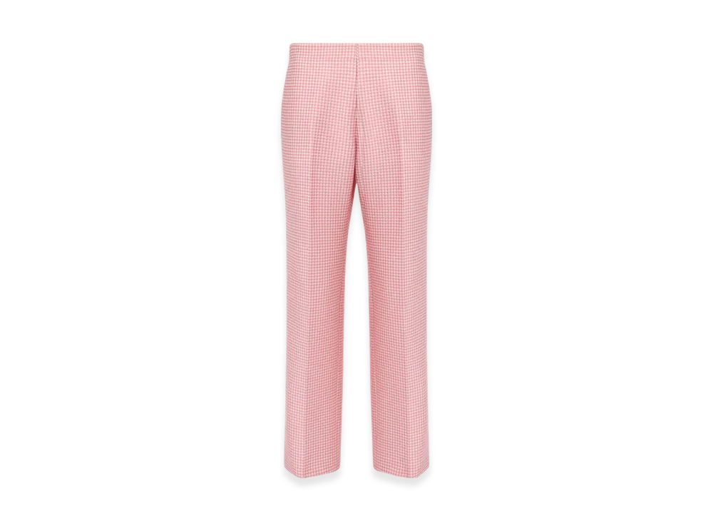 Dior Women's Microhoundstooth Technical Cotton Jacquard Dioriviera Regular Fit Pants "White/Candy Pink"