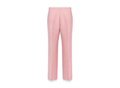 Dior Women's Microhoundstooth Technical Cotton Jacquard Dioriviera Regular Fit Pants "White/Candy Pink"