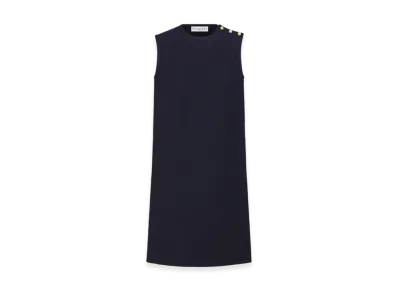 Dior Women's Virgin Wool and Cotton Boucle A Line Dress "Navy Blue"