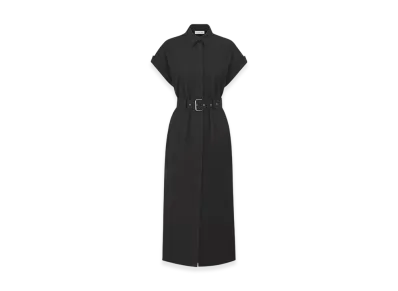 Dior Women's Cotton Gabardine Mid Length Shirt Dress "Black"