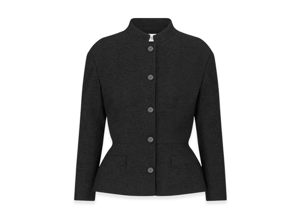 Dior Women's Virgin Wool and Cotton Boucle Fitted Jacket "Black"