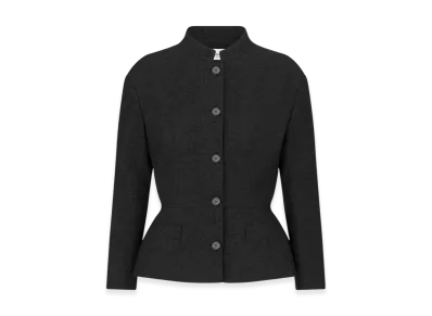 Dior Women's Virgin Wool and Cotton Boucle Fitted Jacket "Black"