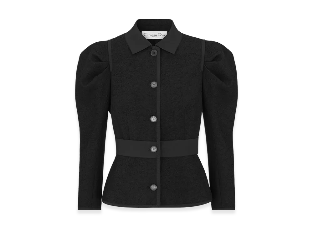 Dior Women's Virgin Wool and Cotton Boucle Fitted Jacket "Black"