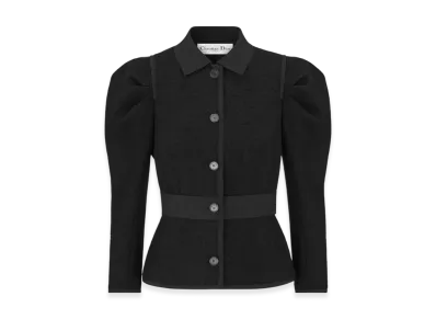 Dior Women's Virgin Wool and Cotton Boucle Fitted Jacket "Black"
