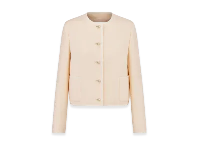 Dior Women's Wool and Silk Cropped Jacket "Ecru"
