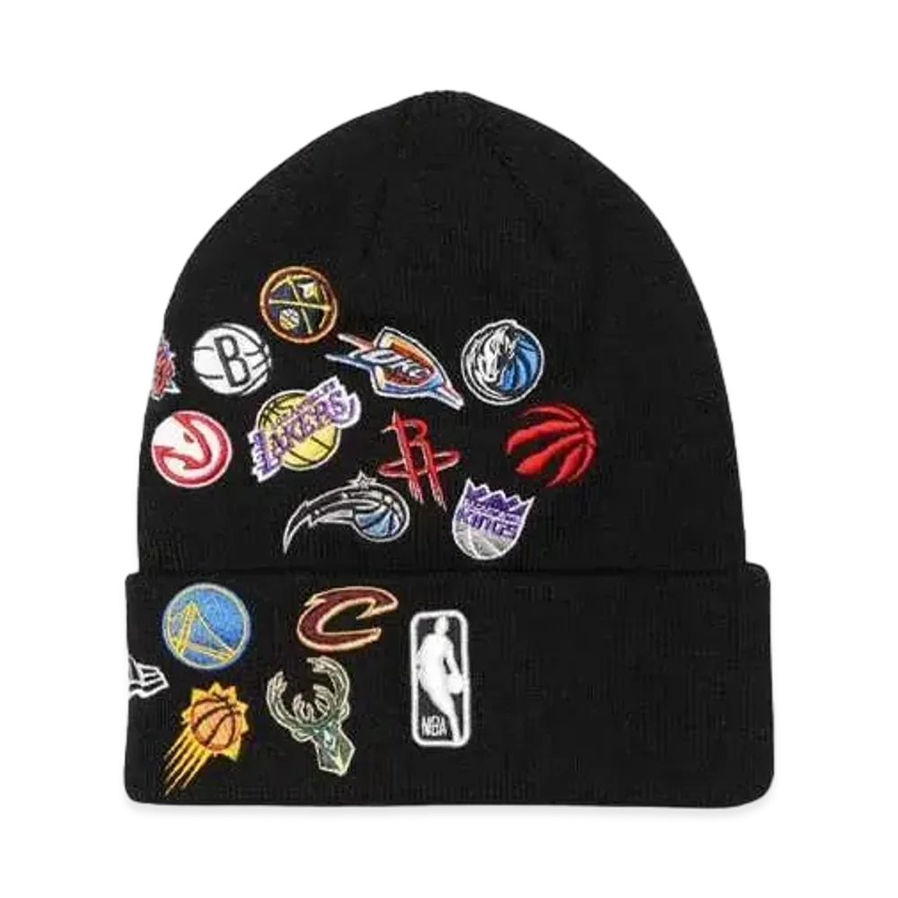 NEW ERA BASIC CUFF KNIT NBA ALLOVER "BLACK"