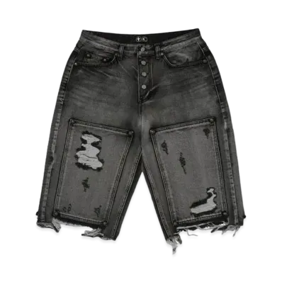 THUG CLUB Double Knee Damage Shorts "Black"