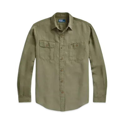 Polo Ralph Lauren Classic Fit Linen Silk Twill Work Shirt "Green"