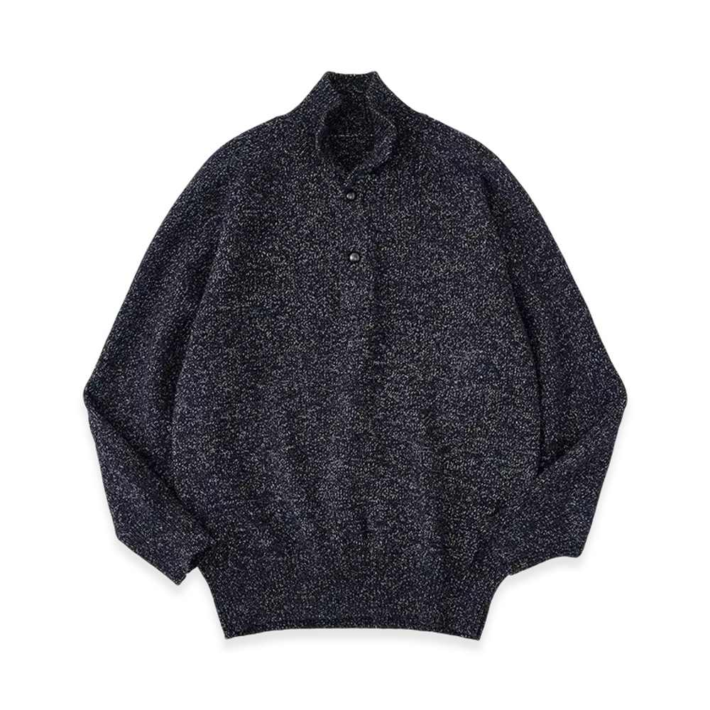 NICENESS B.Beth Wool Chambray High Neck Beach Knit "Navy"