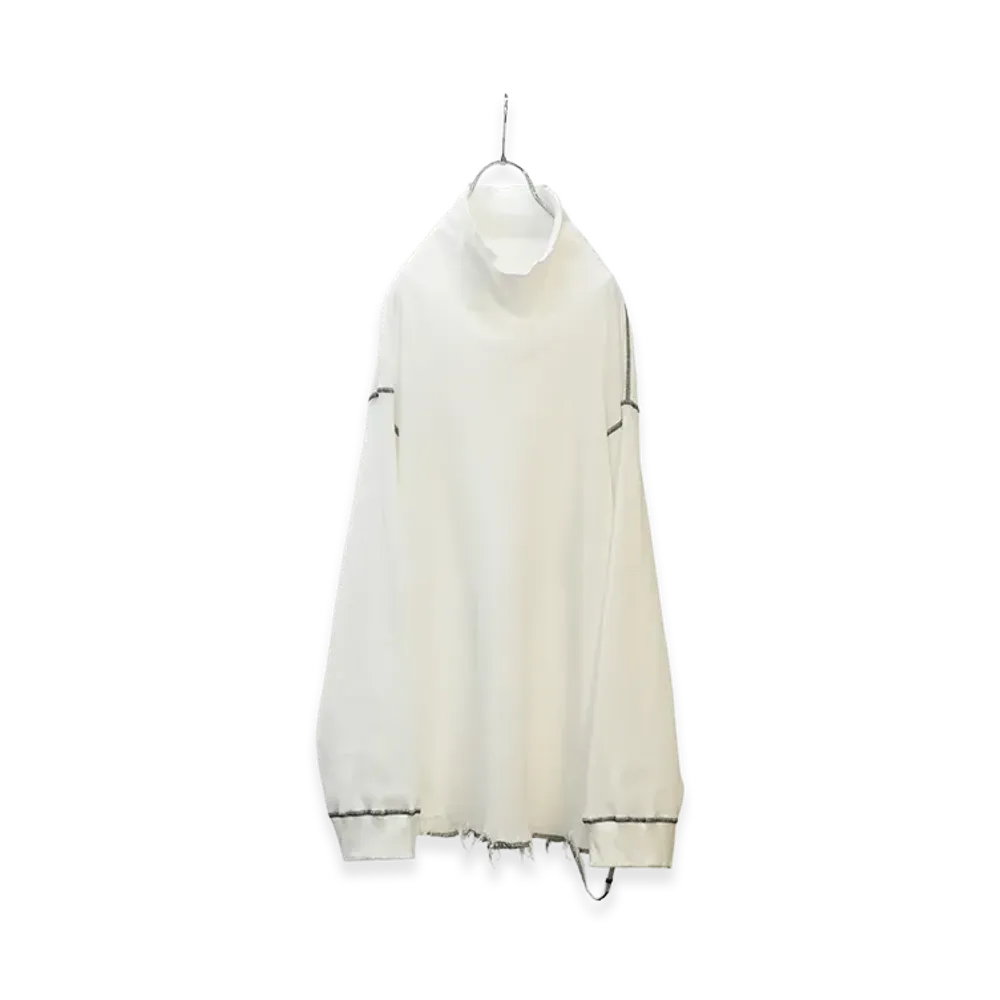 ANCELLM Damage Waffle Hi-Neck LS T-Shirt "White"