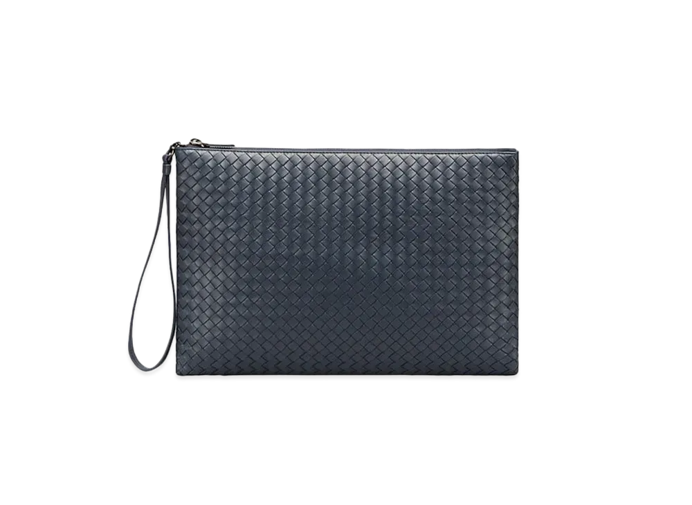 Bottega Veneta Lambskin Clutch Bag "Dark Blue"
