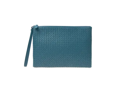 Bottega Veneta Lambskin Clutch Bag "Blue"