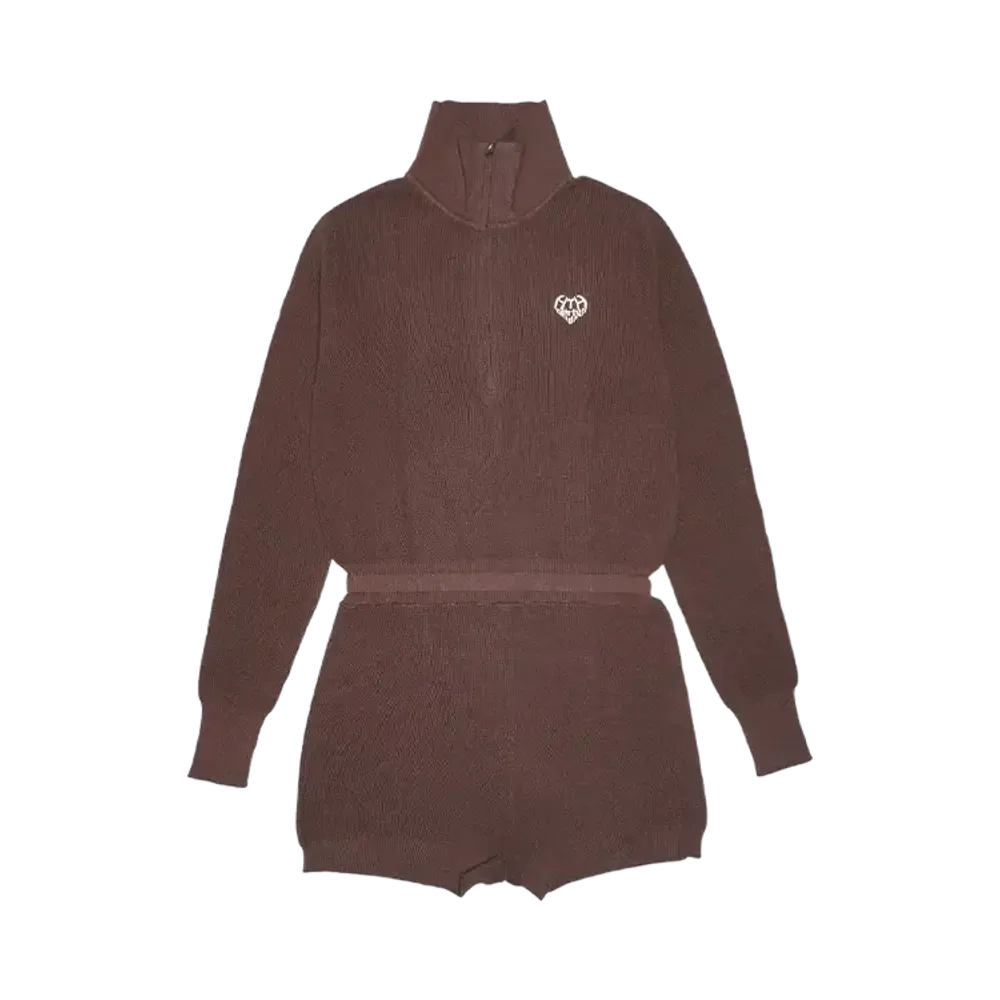 HTH knit romper op "BROWN"