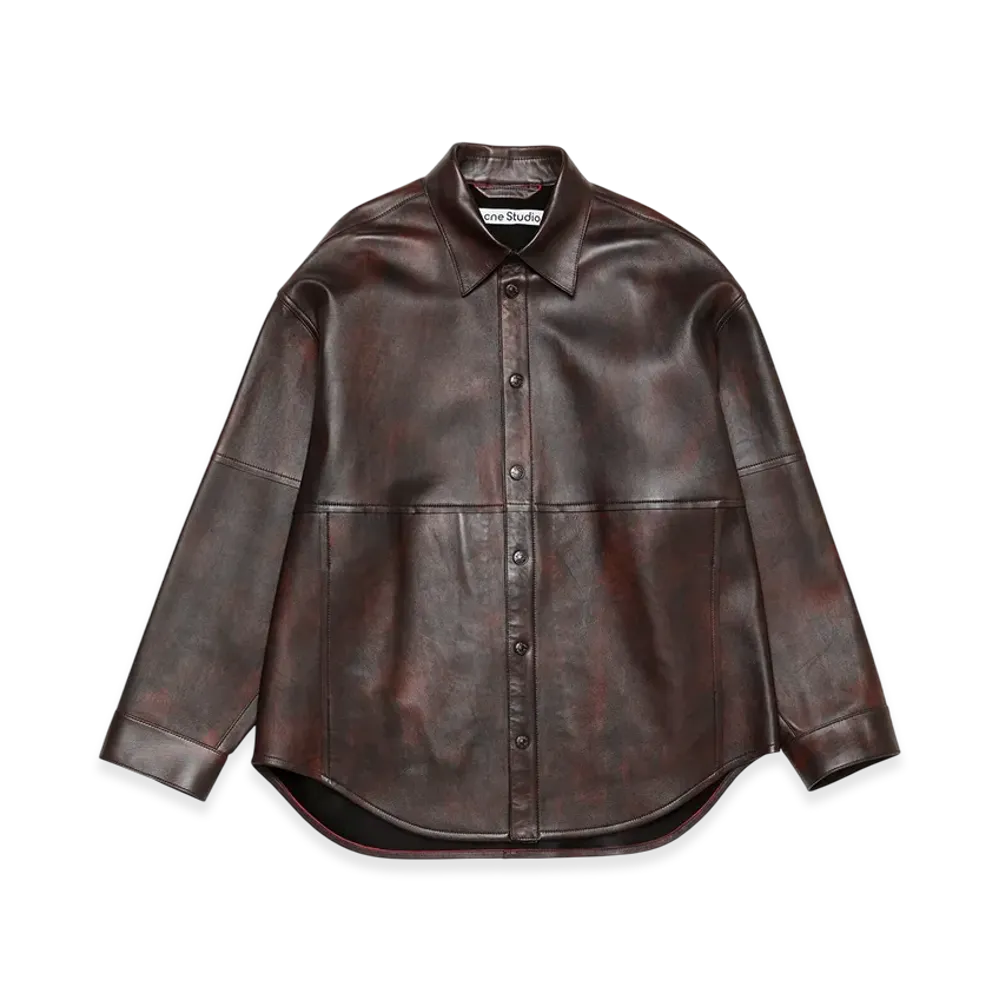 Acne Studios Leather Overshirt "Red Black"