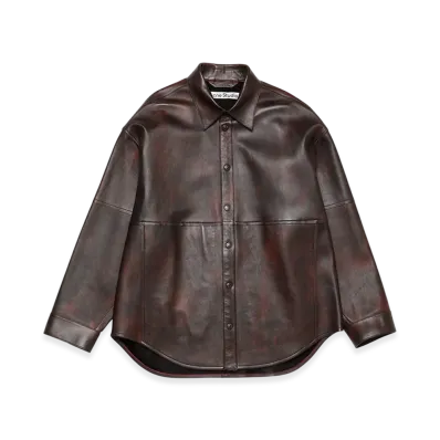 Acne Studios Leather Overshirt "Red Black"