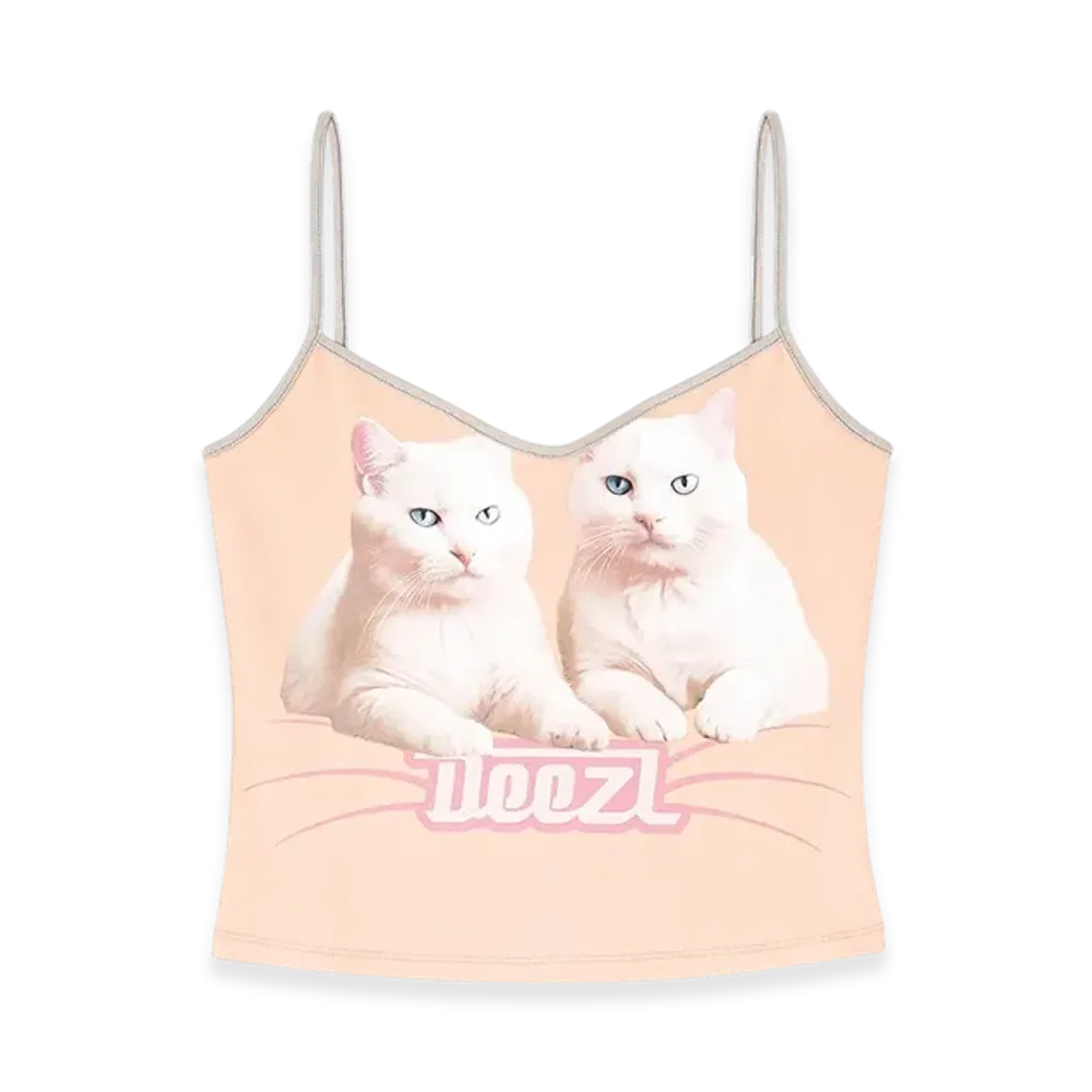 Diesel T-Top-R2 Cotton Top With Thin Straps "Pink White"