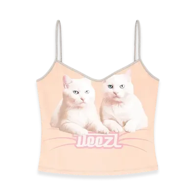 Diesel T-Top-R2 Cotton Top With Thin Straps "Pink White"