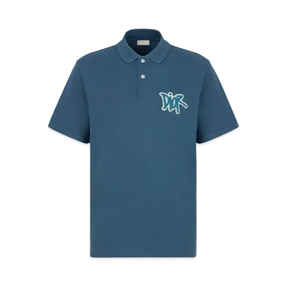 Dior x Shawn Stussy Oversized Polo Shirt "Blue"