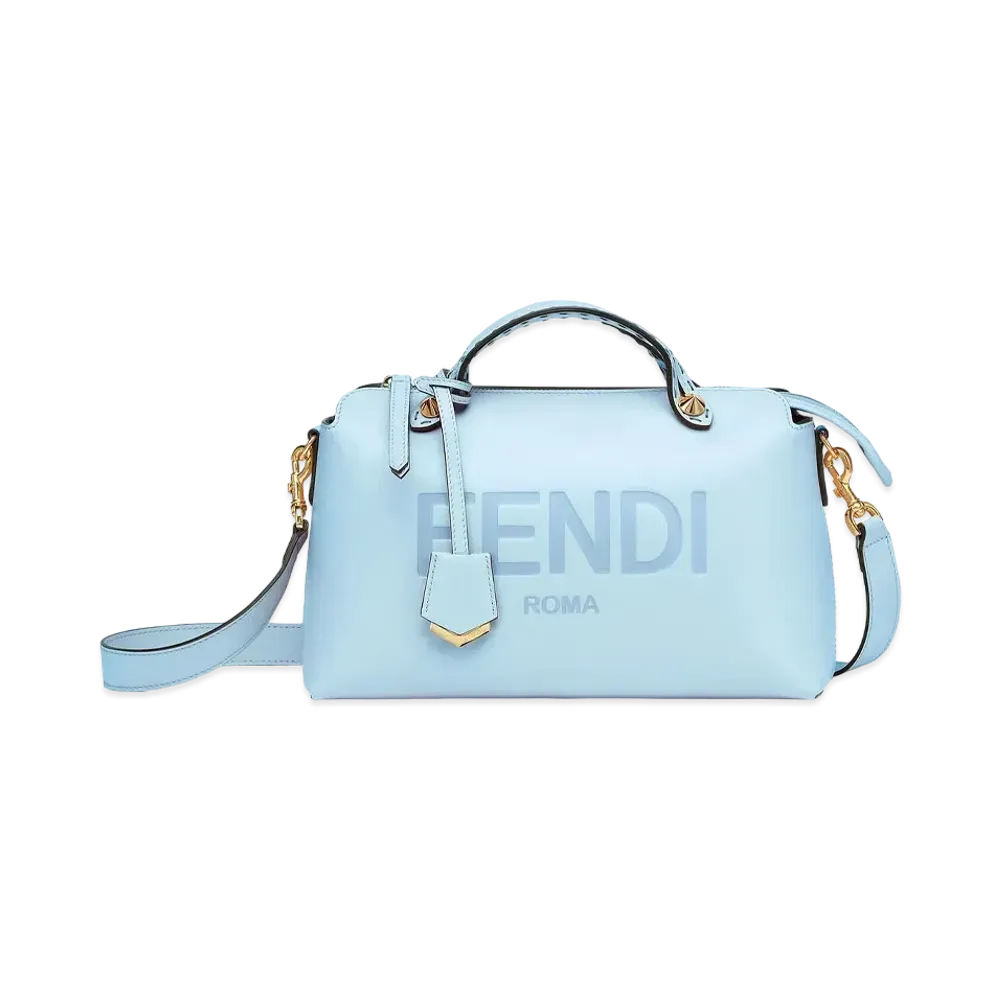 FENDI By The Way Medium Leather Boston Bag "Light Blue"