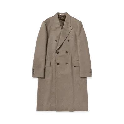 AURALEE Cashmere Moleskin Double-Breasted Coat "Top Brown Beige"