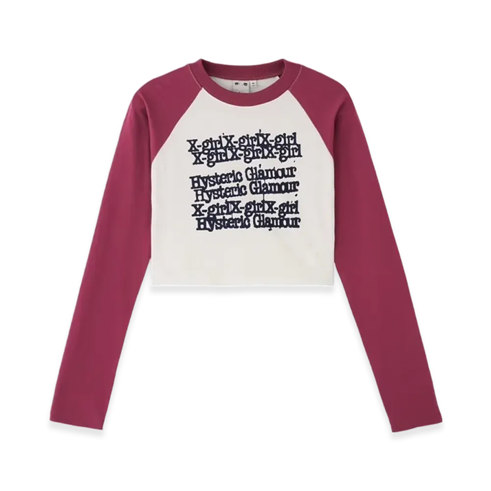 HYSTERIC GLAMOUR x X-Girl L/S Raglan Compact Top "Pink"