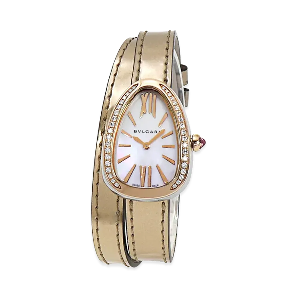 BVLGARI Women's Serpenti Bezel Diamond "Gold/White Shell"